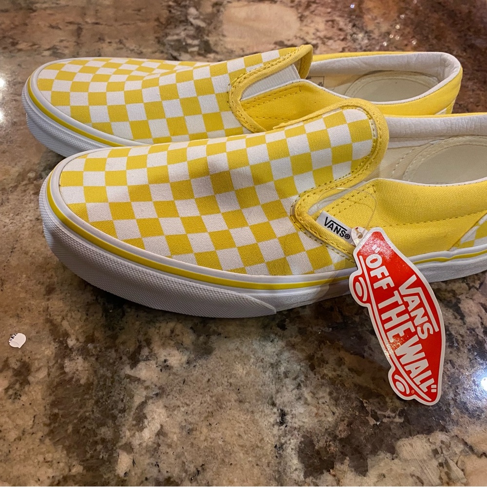 Classic Vans (adult 6.5) Yellow Checkered Slip-On Shoes.